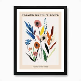 Spring Floral French Poster  Fountain Grass 3 Art Print