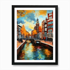 Wall painting print, Amsterdam, Netherlands, landscape art, Van Gogh style, fine art..226 Art Print