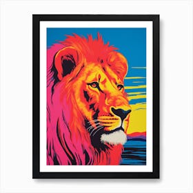 Lion In The Sunset Colour Pop 1 Art Print