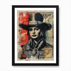 Expressionism Cowgirl Red And Blue 4 Affiche