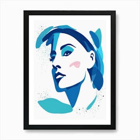 blue matisse watercolour woman portrait 9 Art Print