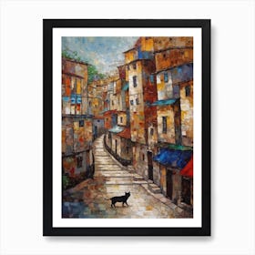 Painting Of Istanbul With A Cat In The Style Of Gustav Klimt 4 Art Print