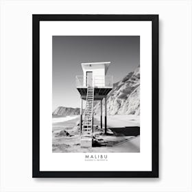 Poster Of Malibu, Black And White Analogue Photograph 2 Art Print