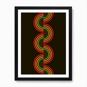 Groovy Waves Red Green Color Scheme Art Print
