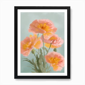 Marigold Flowers Acrylic Painting In Pastel Colours 1 Art Print