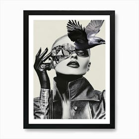 Crow Fashion Collage Art Print