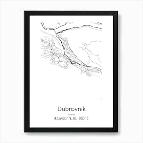 Dubrovnik,Croatia Minimalist Map Art Print