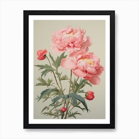 Peony Wildflower In Green Field (4) Art Print