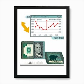 Billfold And Banknote Resting In A Safe Simple Interface Where Strokes Balance An Icon Of A Briefc (6) Art Print