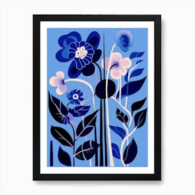 Blue Flower Illustration Monkey Orchid 2 Art Print