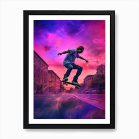 Skateboarding In Stockholm, Sweden Futuristic 1 Art Print