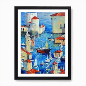Port Of Dubrovnik Croatia Abstract Block harbour Art Print