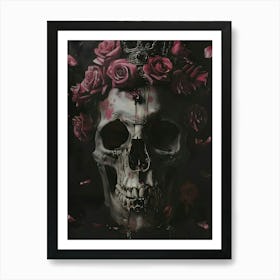 Skull With Roses Art Print