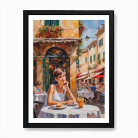 Woman In A Cafe Art Print