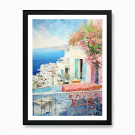 Cliffside Charm: Coastal Terrace View Art Art Print