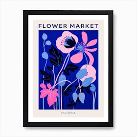 Blue Flower Market Poster Fuchsia 1 Art Print