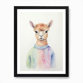 Baby Animal Watercolour Alpaca Art Print