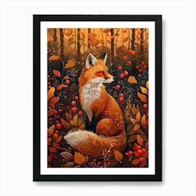 Solitary Fox In The Autumn 12 Art Print