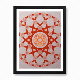 Geometric Abstract Glyph Circle Array in Tomato Red n.0050 Art Print