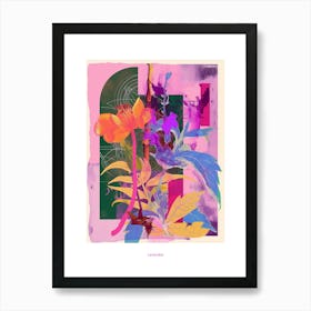 Lavender Neon Flower Collage Poster Art Print
