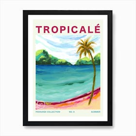 Palm Tree Beach Landscape Typography Art Print