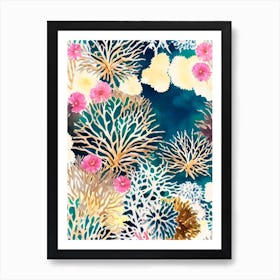 Acropora Digitifera 2 Vintage Graphic Watercolour Art Print