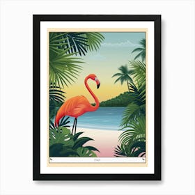 Greater Flamingo Italy Tropical Illustration 1 Poster Art Print