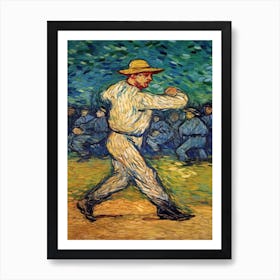 Baseball In The Style Of Van Gogh 1 Art Print