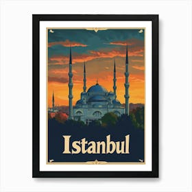 Aihrgdesign A Retro Travel Poster For Istanbul Featuring The 3 Art Print