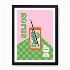 Modern Pink Cocktail Art Print 1 Art Print