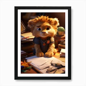 Adorable Lion's Learning Adventure Print Art Print