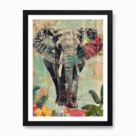 Retro Kitsch Elephant Collage 4 Art Print