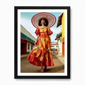 Mexican Woman In Colorful Dress Art Print