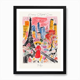 Poster Of Tokyo, Dreamy Storybook Illustration 2 Art Print