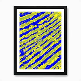 Abstract Pattern Of Blue And Yellow Stripes Art Print