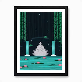 Buddha In A Lily Pond Art Print