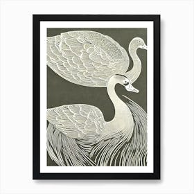 Goose Linocut Bird Art Print