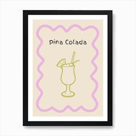 Pina Colada Doodle Poster Lilac & Green Art Print