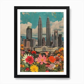 Kuala Lumpur   Floral Retro Collage Style 2 Art Print