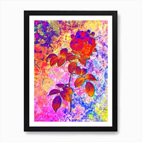 Seven Sisters Roses Botanical in Acid Neon Pink Green and Blue n.0051 Art Print