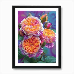 English Roses Painting Tribal Style 4 Art Print