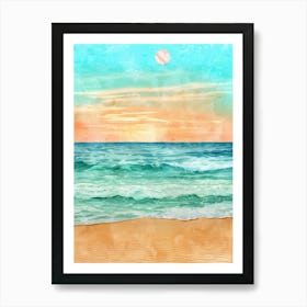 Watercolor Beach Sunset Art Print