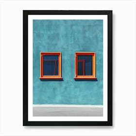 Two Windows On A Blue Wall Art Print