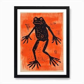 Frog, Woodblock Animal  Drawing 1 Art Print