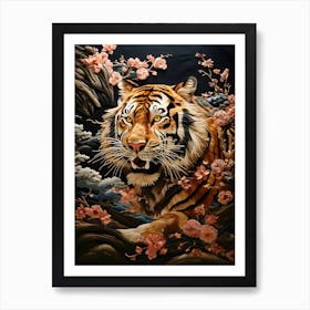 Tiger In Bloom 2 Art Print