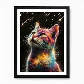 Starry Sky Cat Art Print