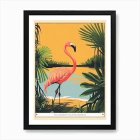 Greater Flamingo Rio Lagartos Yucatan Mexico Tropical Illustration 8 Poster Art Print