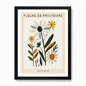 Spring Floral French Poster  Oxeye Daisy 1 Art Print