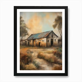 A wall artwork dating back to the year 1960, with all the details and colours. The farm is from an old oil painting, with faded oil colours.3 Art Print