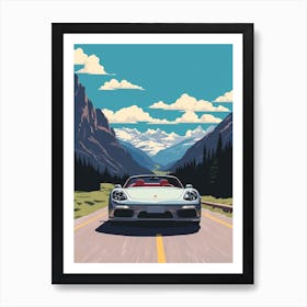 A Porsche Carrera Gt Car In Icefields Parkway Flat Illustration 2 Art Print